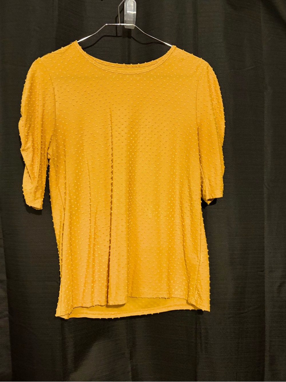 Women's Mustard Dot Texture Short Sleeve Top